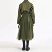 Women's Korean-style Mesh Stitching Green Windbreaker Coat