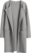 Women's Woolen Coat With Pocket Slim Fit Mid Length Jacket Comfortable Casual Lapel Coats