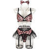 4-piece Leopard Print Mosaic Pettiskirt Underwear Set For Women