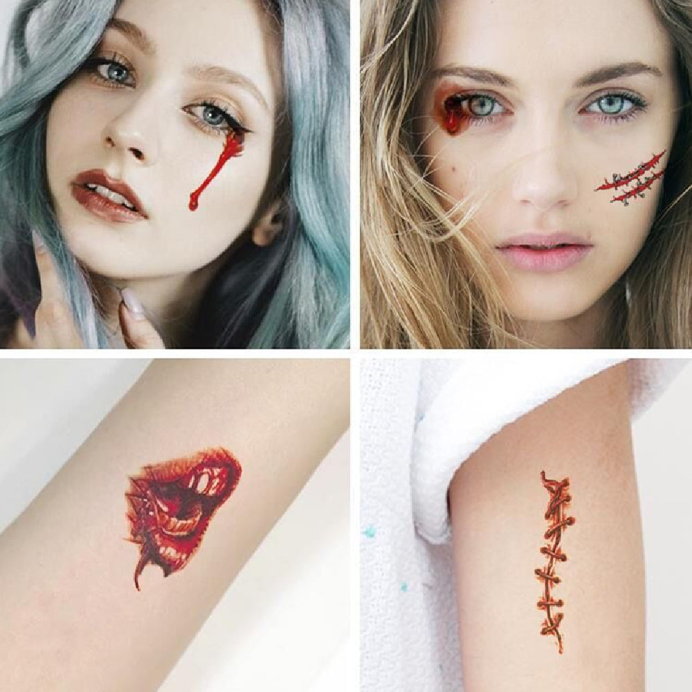 Halloween Scar Tattoo Stickers Funny Realistic