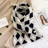 Knitted Wool Small Scarf Women Camel Rhombus Thickened Warm