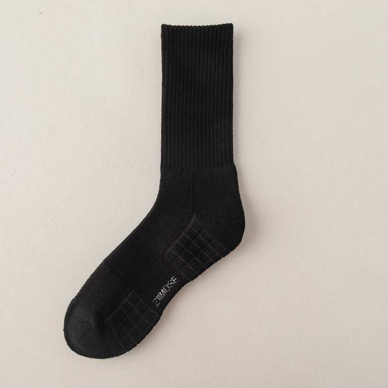 Absorbent Anti-odor Black And White High-top Basketball Socks For Men