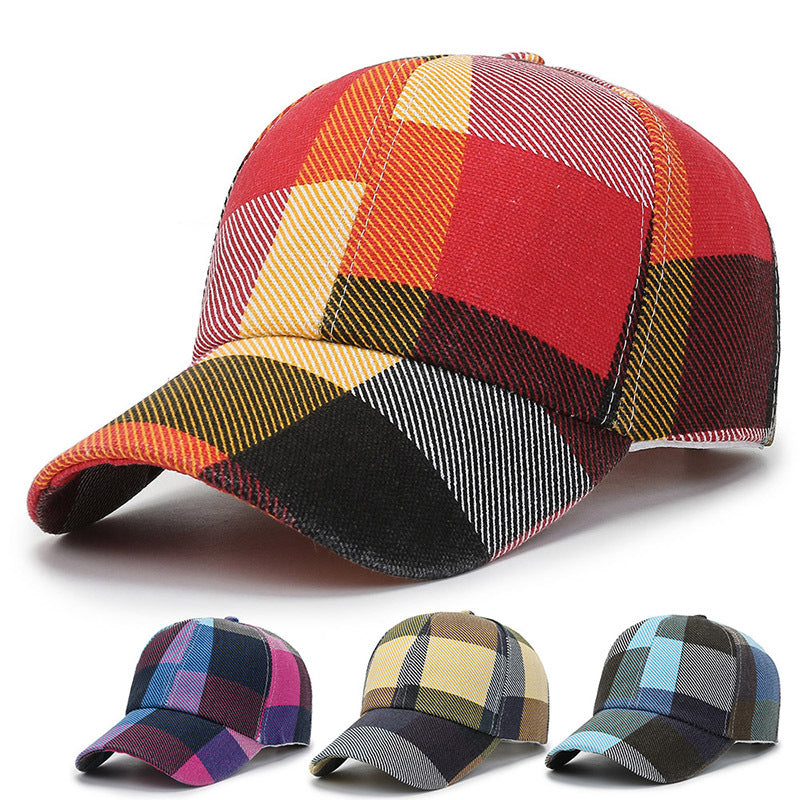 Men And Women Outdoor Plaid Print Baseball Hat