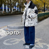 Cartoon Stand Collar Loose Korean Style Trendy Handsome Cotton Coat Men