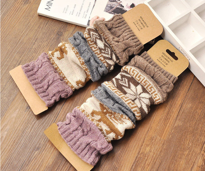 British style twisted twist fawn snowflake socks women