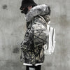 Big Fur Collar Camouflage Mountain Carving Loose Coat Cotton Jacket