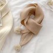 New Style Knitted Wool Ball Striped Scarf For Women