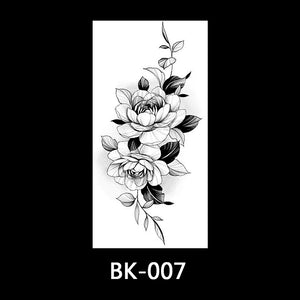 Black and white sketch flower tattoo stickers