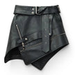 Irregular belt motorcycle leather skirt