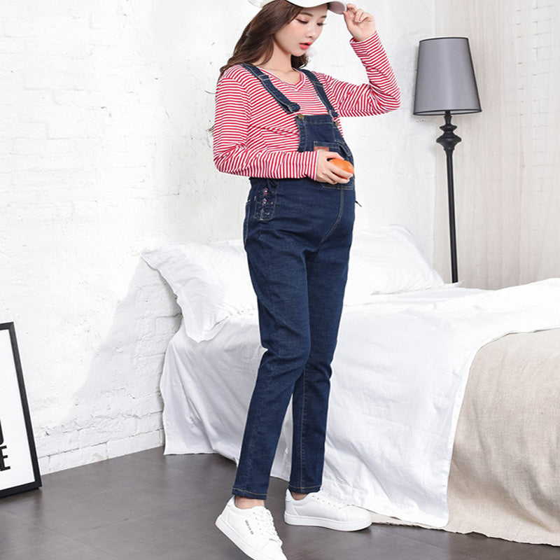 Pregnant Women Plus Velvet Thick Bib Pants, Trendy Mothers Wear Loose Outside