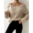 Coarse Twist Knit Sweater V-neck Sweater Women