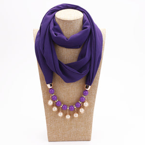 Pearl Chiffon Necklace Scarf Bib Sunscreen Women