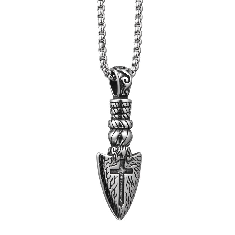 Hip Hop Accessories Trend Personality Cross Blade Necklace Men And Women Titanium Steel Jewelry