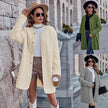 Thick Solid Color Round Neck Single-breasted Long Sleeve Coat