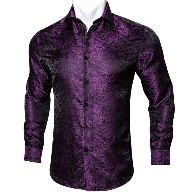 Long Sleeve Casual Flower Shirts For Men Designer Fit Dress Shirt BCY-05