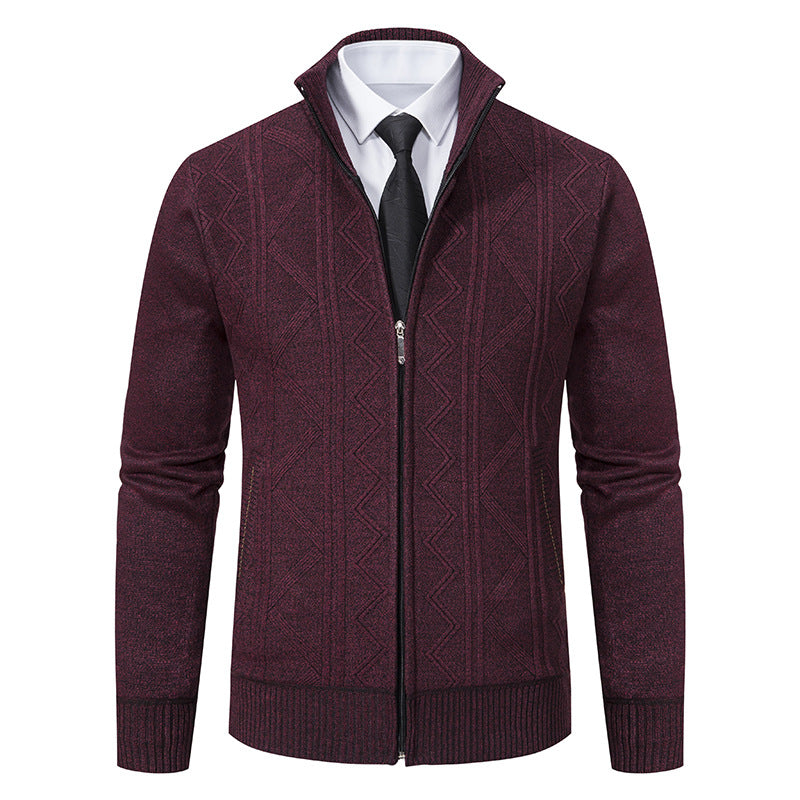 Men Woolen Sweater Men's Cardigan Coat Stand Collar