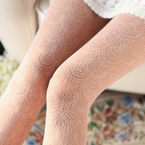 White Pantyhose Mesh Jacquard Stockings Children Pure Basic Stockings