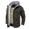 Men Warm Jacket Fleece Lining Lumberjack Plaid Hooded Jackets Snap Button