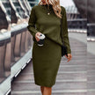 Solid Color Long Sleeve Fashion Mock Neck Sweater Women's Suit