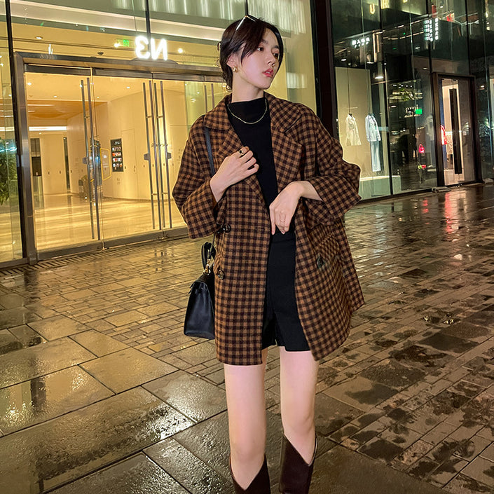 British Plaid Double-faced Cashmere Coat Women