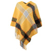 Cashmere Contrast Color Striped Cape Knitted Tassel Scarf