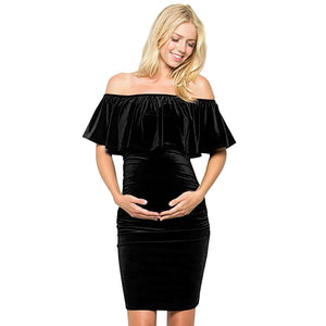 One-shoulder maternity dress A-line skirt dress