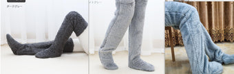 Over Knee High Fuzzy Long Socks Winter Warm Cold Leg Knee Joint Cold-proof Stockings Home Floor Sleeping Socks