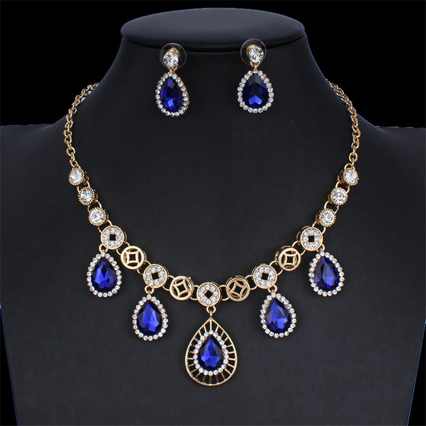 Women's Jewelry Set Bridal Necklace Earrings Wedding Two-piece Banquet Accessories