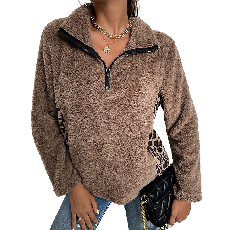 Leopard Print Long-sleeved Top And Hoodie Women