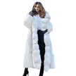 Women's Long Style White Long Fur Coat