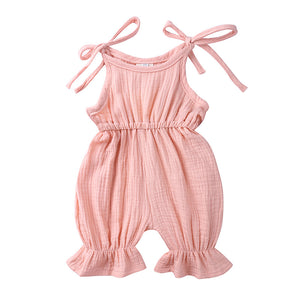 Toddler Baby Girls Sleeveless Solid Romper Jumpsuit Outfit