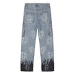 High Street Retro Cross Graffiti Loose Straight Jeans