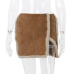 Plush Skirt Button Split Women