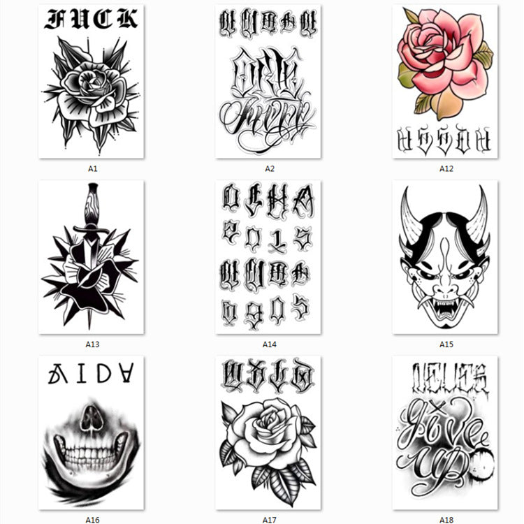 Flower alphabet finger tattoo stickers