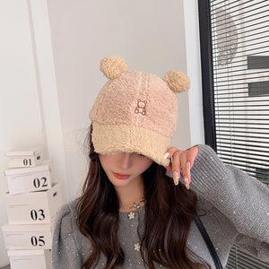 Little Bear Niche Cute Cartoon Autumn And Winter Lamb Fur Peaked Cap