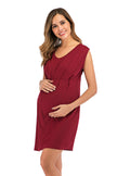 Knitted round neck sleeveless maternity dress