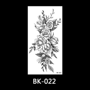 Black and white sketch flower tattoo stickers