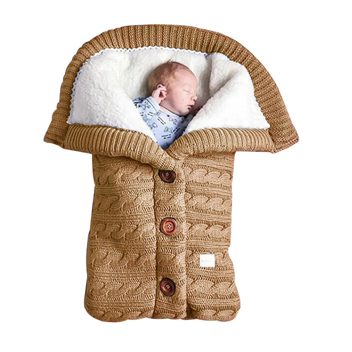 Soft Winter Solid Color Twist Vintage Button Sweater Children Sleeping Bag