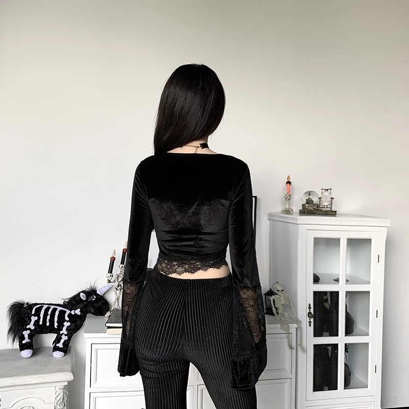 Women's Long-sleeved Corset Short Top