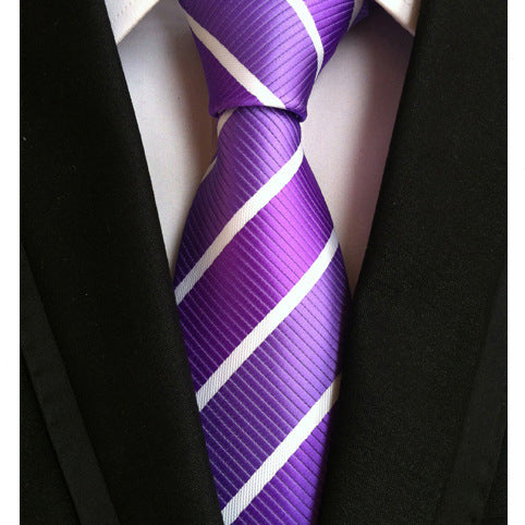 Business Executive Tie Polyester Silk Jacquard Big Stripe Tie