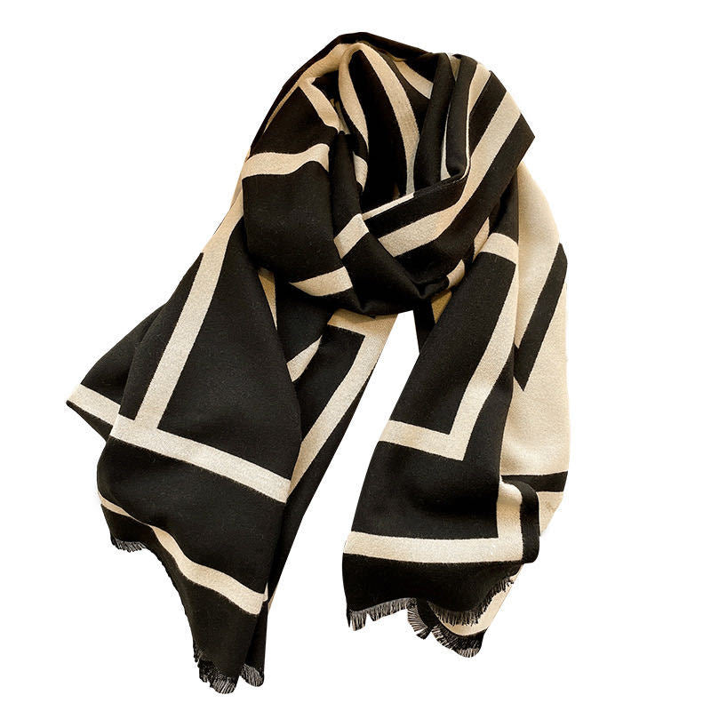 Scarf Outer Wear Warm Thickened Women's Double-sided Long Shawl