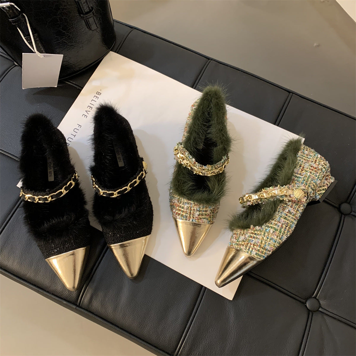 Version Of Pointed Mao Shoes Women Wear Velvet