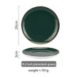 Nordic Dark Green Steak Plate Disc Tableware