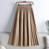 Solid Color Mid-length High Waist PU Leather Pleated Skirt For Women