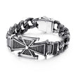 Vintage Old Hand Jewelry Trend Domineering Skull Cross Totem Inlaid Zircon Titanium Steel Bracelet For Men