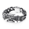 Vintage Old Hand Jewelry Trend Domineering Skull Cross Totem Inlaid Zircon Titanium Steel Bracelet For Men