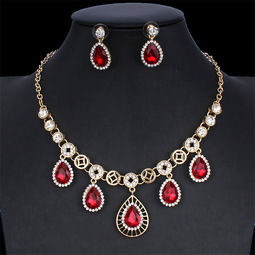 Women's Jewelry Set Bridal Necklace Earrings Wedding Two-piece Banquet Accessories