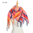 Yarn Stripe Grid Polyester Long Fringed Bristles Square Scarf Women Men's Bib Shawl