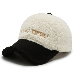 Lamb Plush Winter Hat Children's Warm Color Combination Fashion Versatile