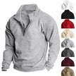 Men's Brushed Hoody Stand Collar Half Zip Long Sleeve